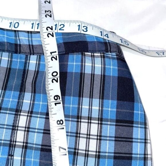 Dennis Blue Plaid Junior Skirt Elastic Waist 100% Polyester Size J15 - Picture 8 of 8